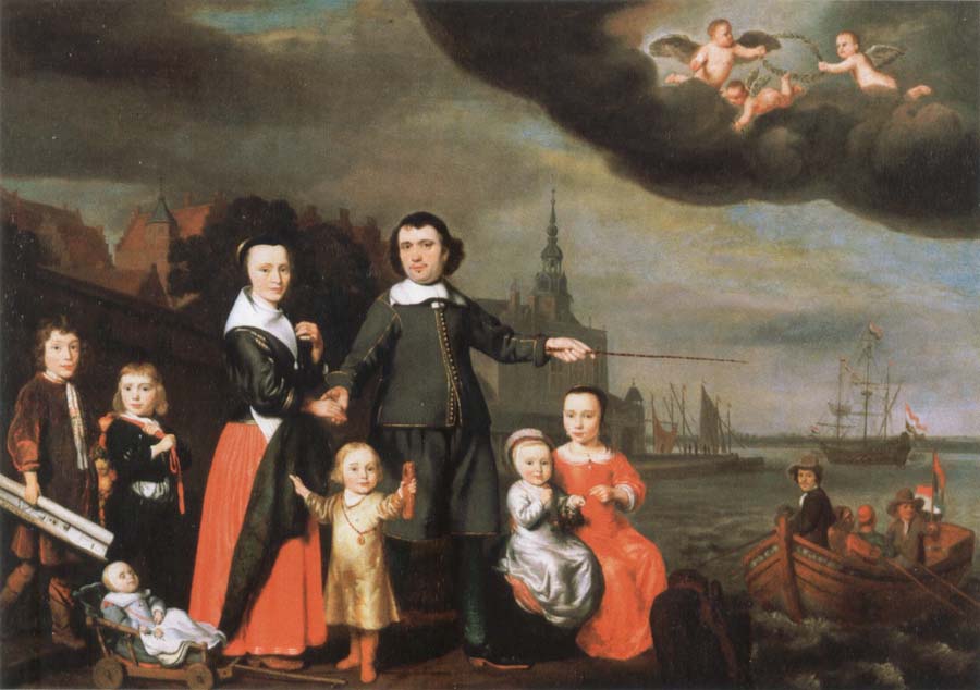 Nicolaes maes captain job jansz cuyter and his family